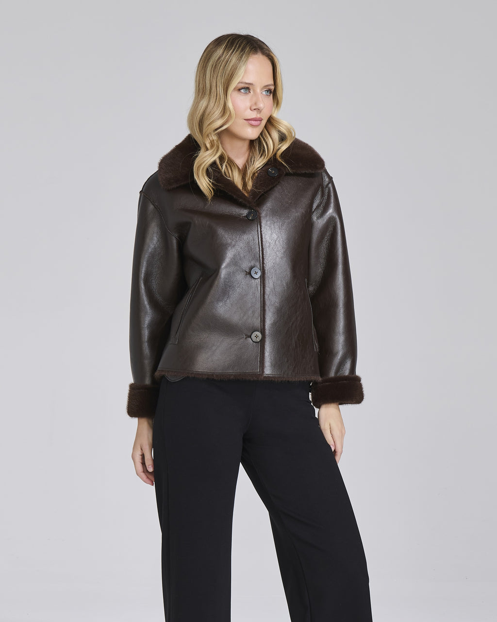 Giacca double ecopelle ed ecopelliccia donna – Chiara Dalba, foto 2