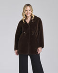 Giacca double ecopelle ed ecopelliccia con cappuccio - Chiara Dalba