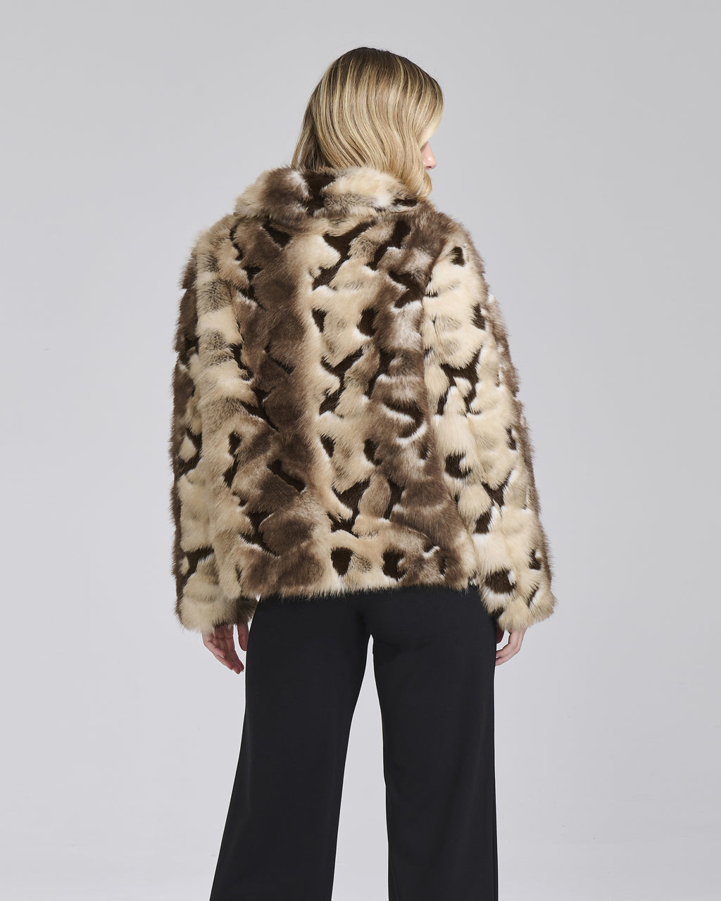 Giacca double ecopelliccia fantasia e suede donna – Chiara Dalba, foto 4