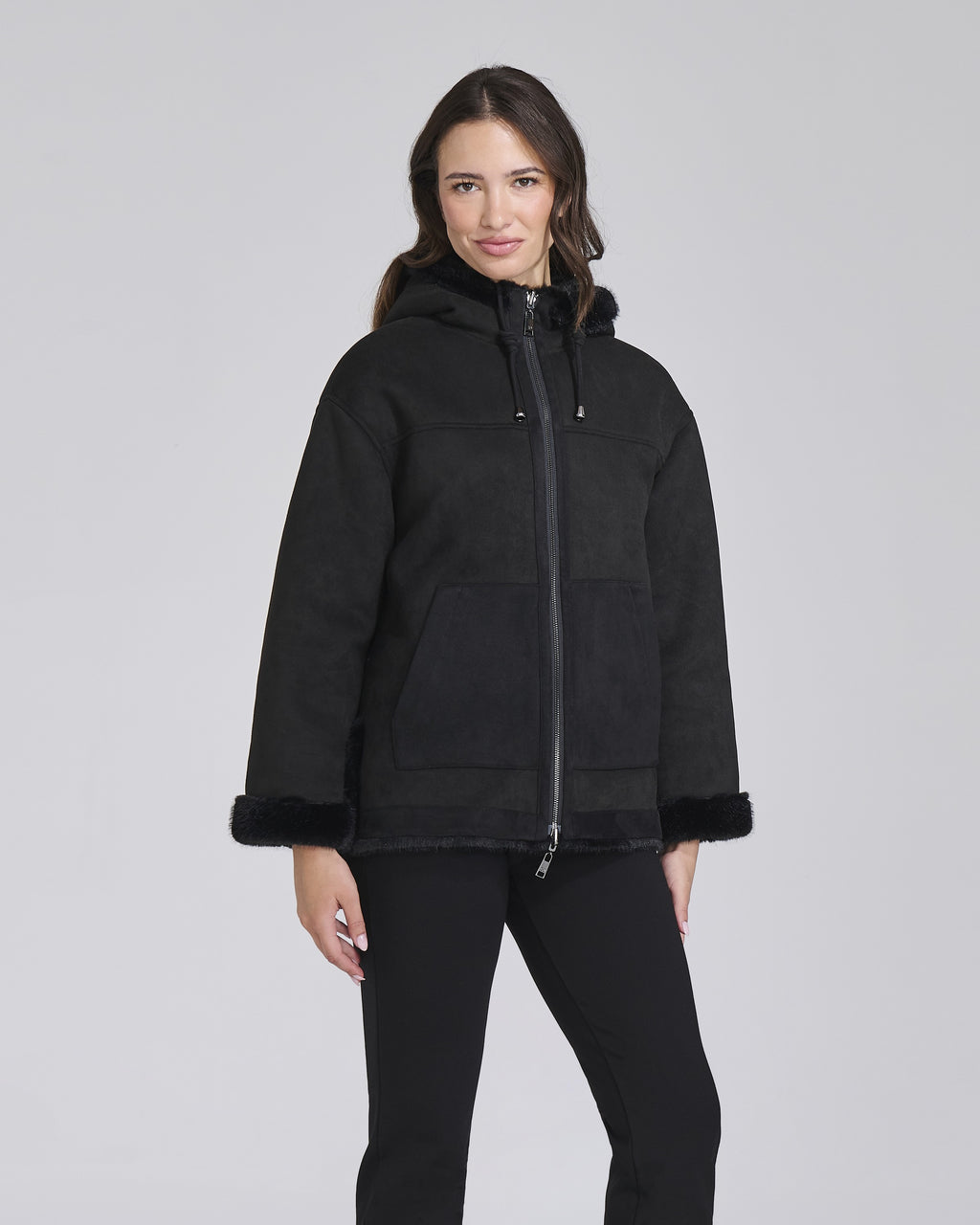 Giacca double effetto montone con zip donna – Chiara Dalba