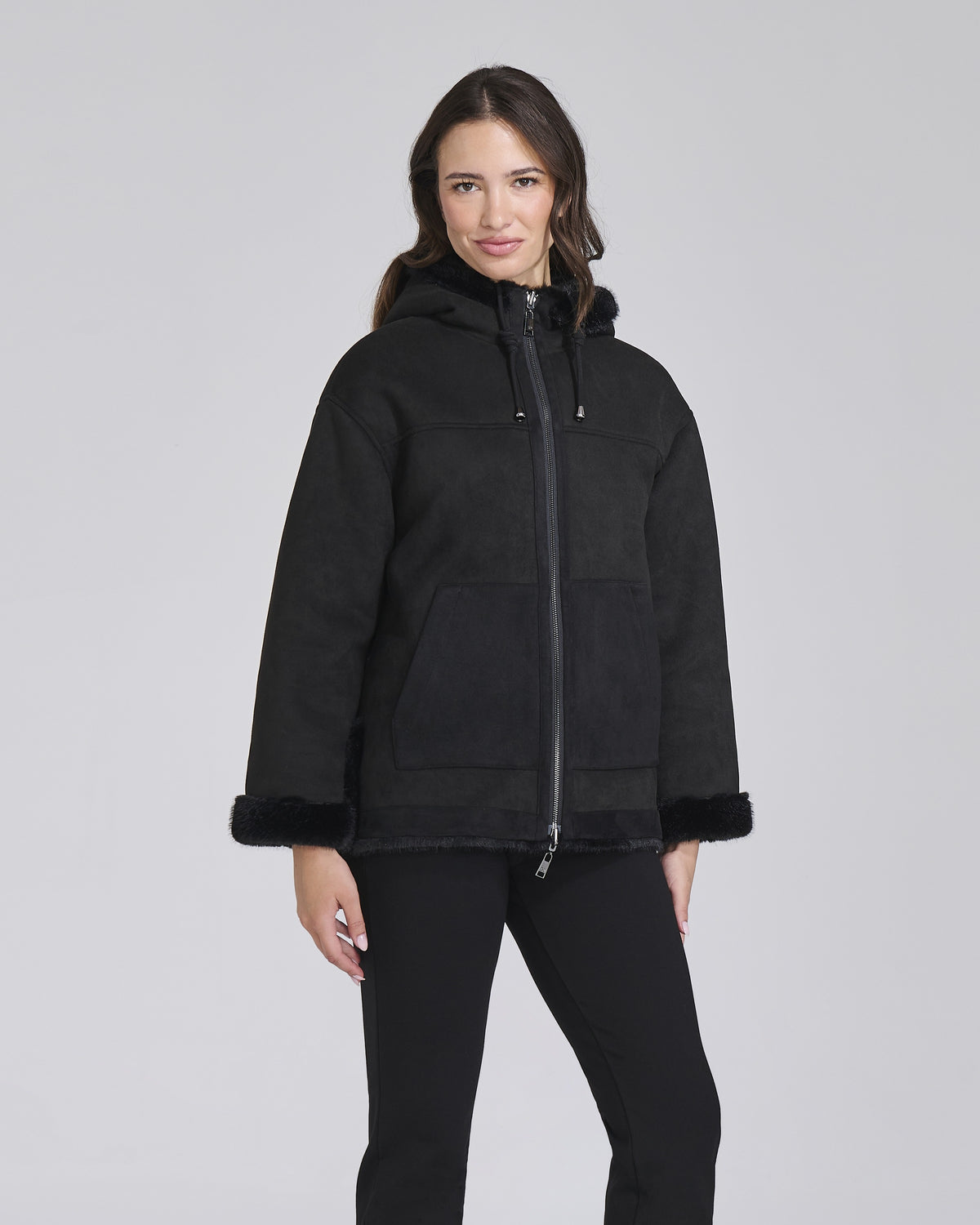 Giacca double effetto montone con zip donna – Chiara Dalba