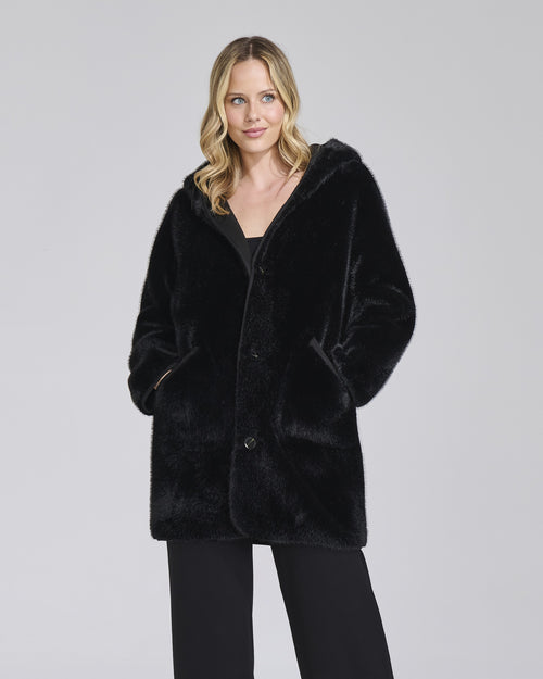 Cappotto double effetto montone con cappuccio - Chiara Dalba
