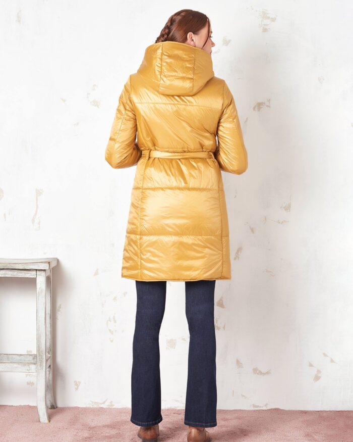 Double-face jacket with hood and belt
