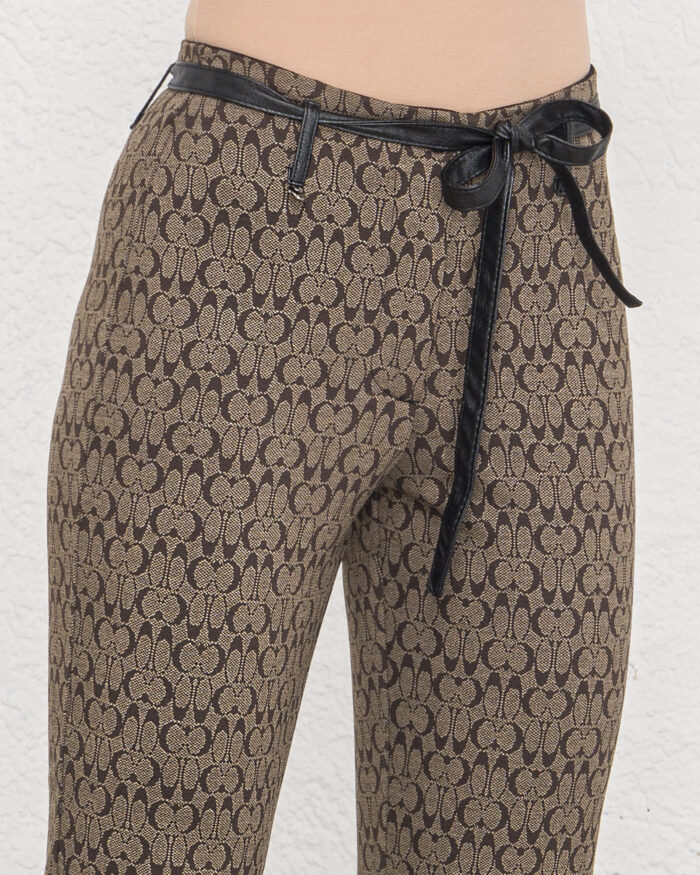 Pantalone Tessuto Fantasia con Passanti e Cinturino