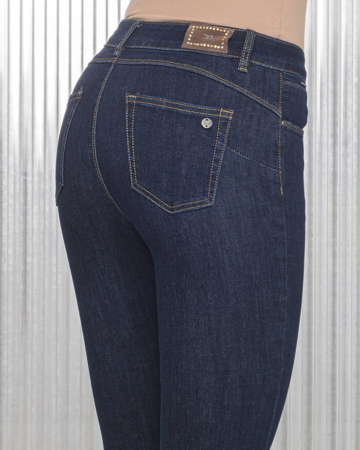 Jeans Capri con Spacchetto e Strass sul fondo 5 Tasche