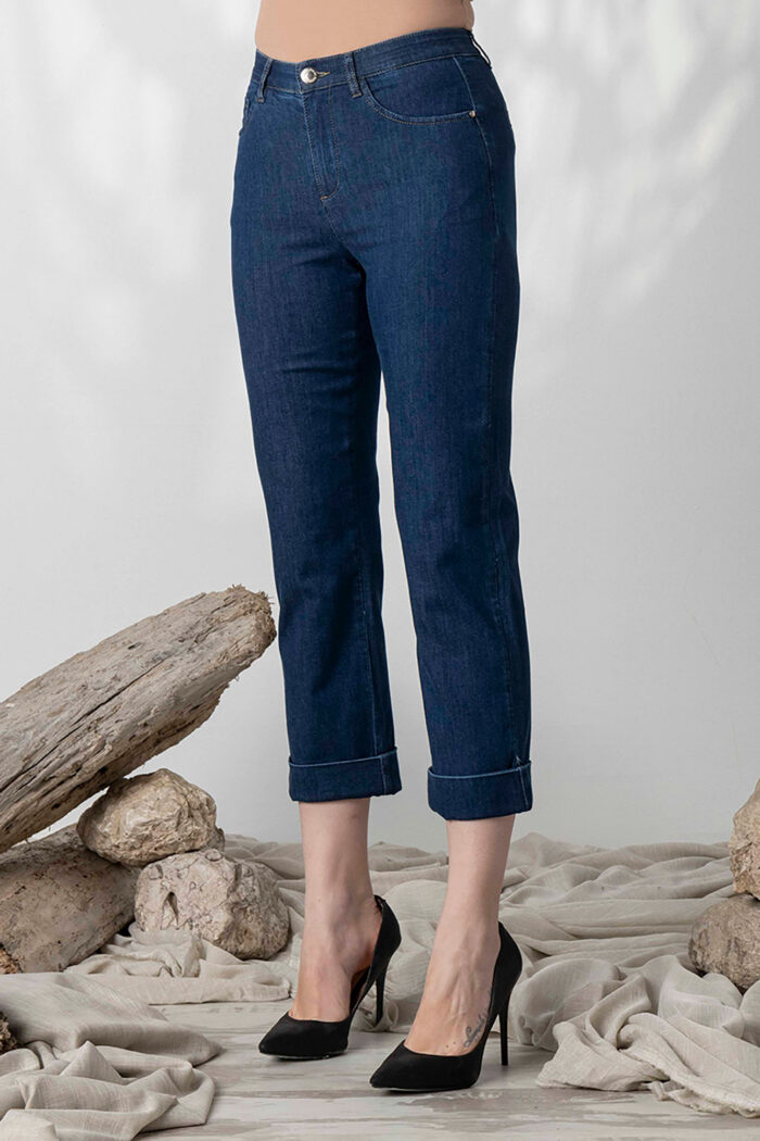 Jeans Cropped con Piegone