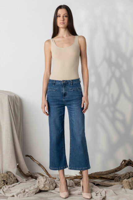 Jeans con Tasche a Friso sul davanti