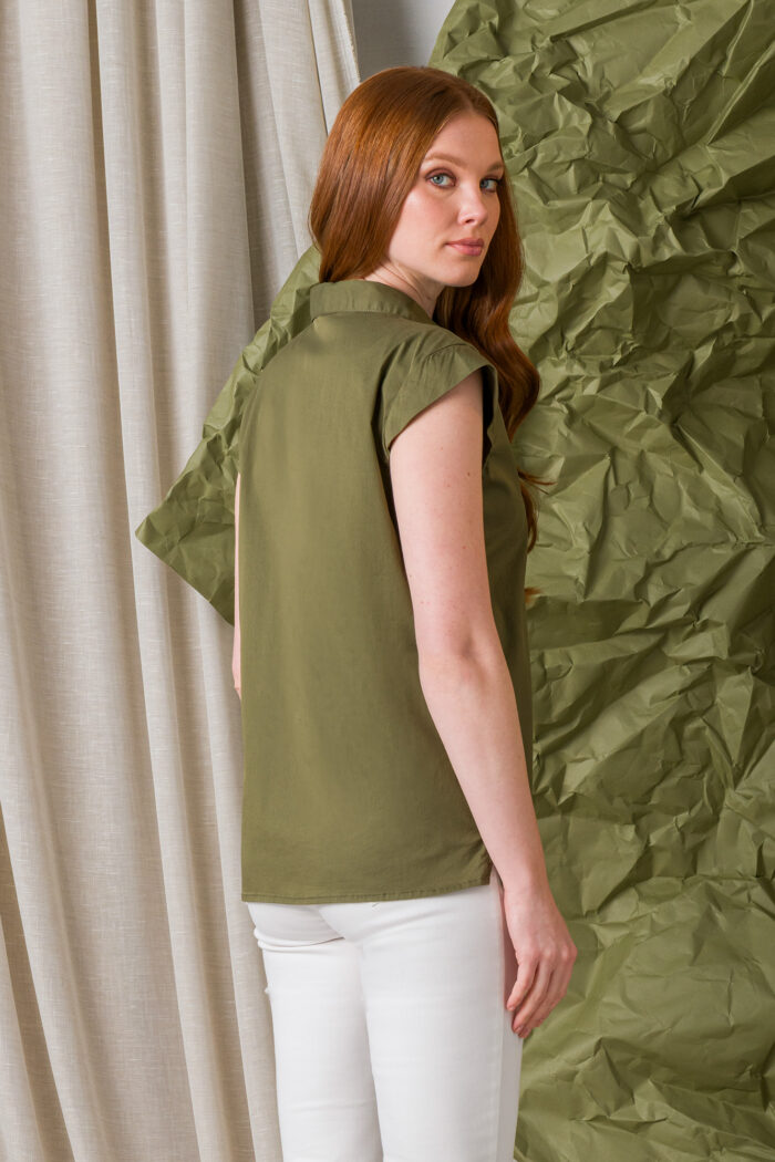 Camicia in Cotone con Taschino in Jeans