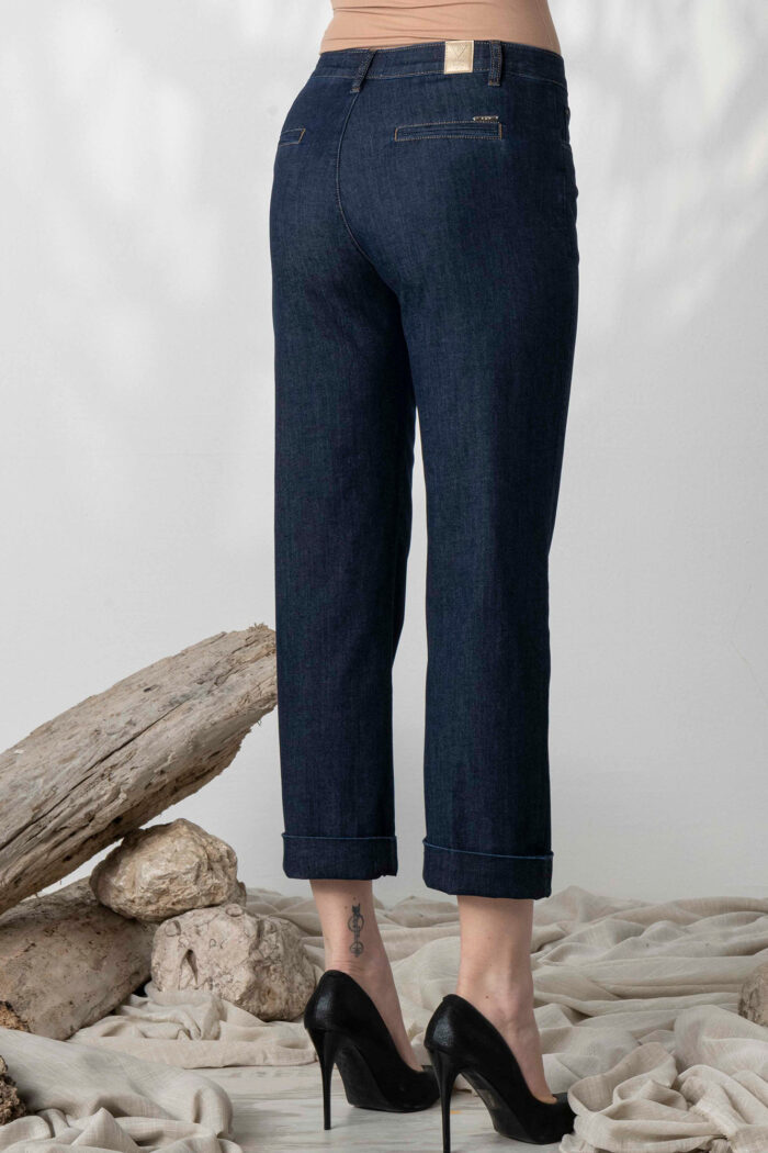 Jeans Cropped con Piegone