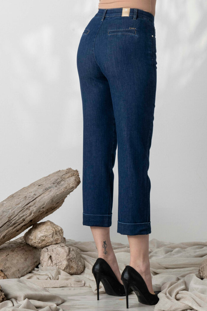 Jeans Cropped con Piegone